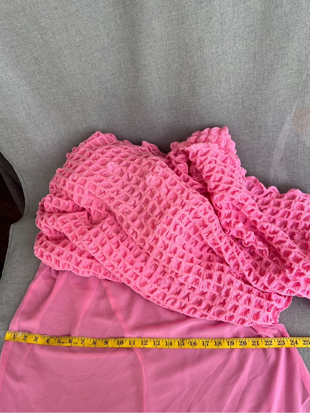 Endless Rose Bubble Puff Texturized fabric midi dress puff sleeve Pink size S - Picture 17 of 17